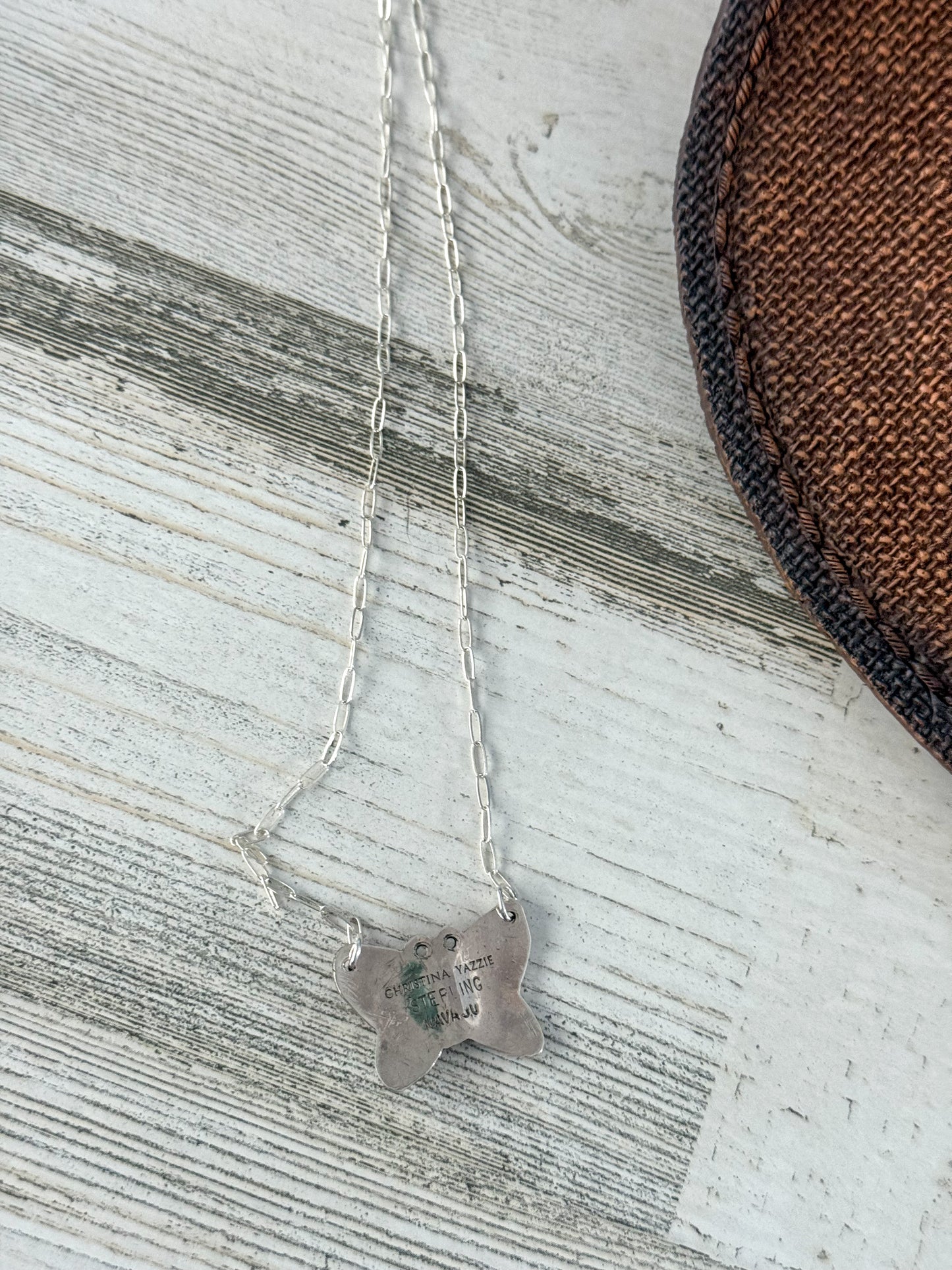 Native American Butterfly Turquoise Necklace 16"