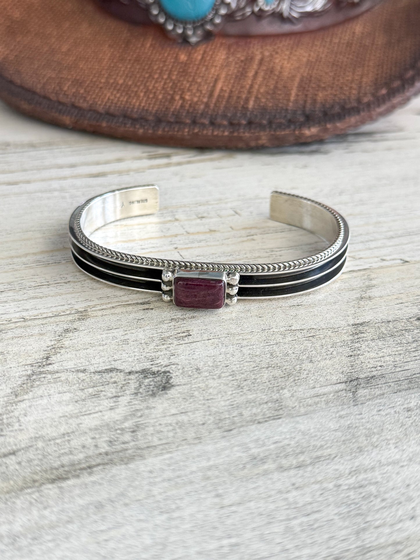 Native American Purple Spiny Sterling Cuff 6.75"