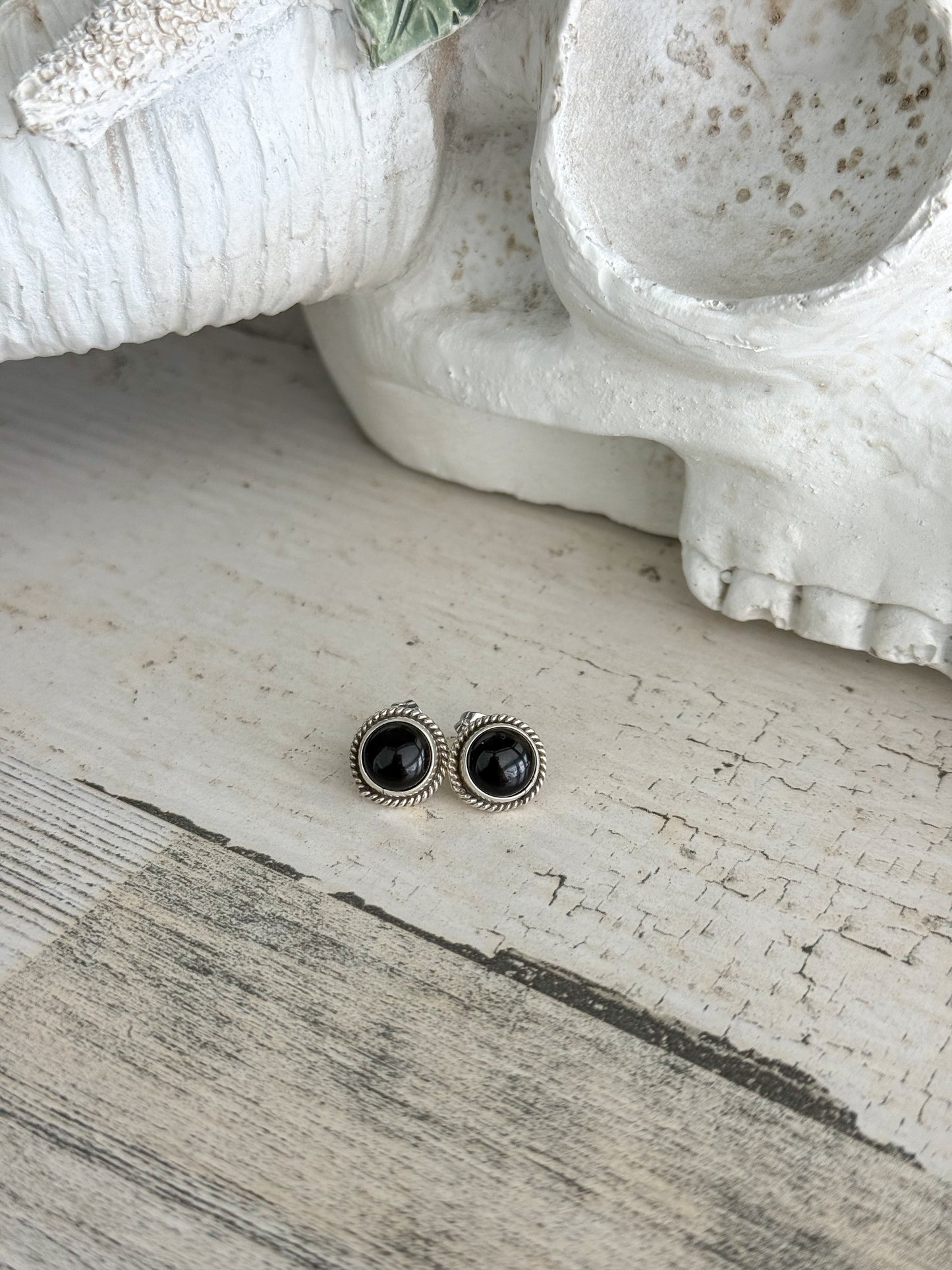 Native American Black Onyx Stud Earrings