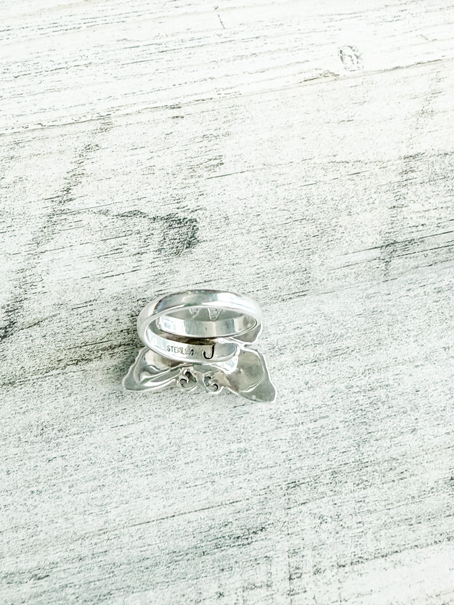 Native American Sterling Turquoise Butterfly Adjustable Ring