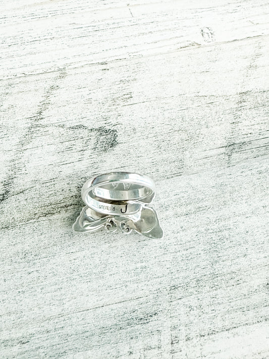 Native American Sterling Turquoise Butterfly Adjustable Ring