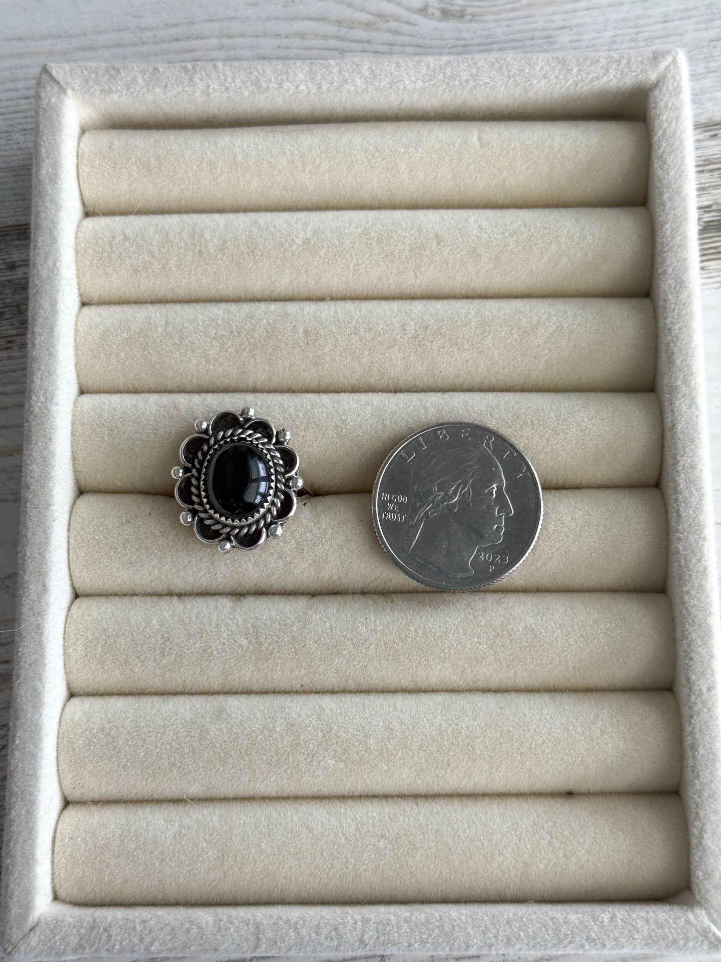 Native American Black Onyx Ring 6.5