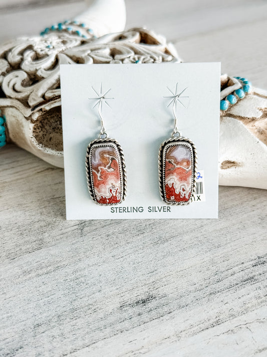 Native American Crazy Lace Agate Earrings