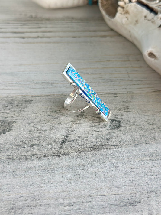 Native Made Cotton Candy Blue Ring 8