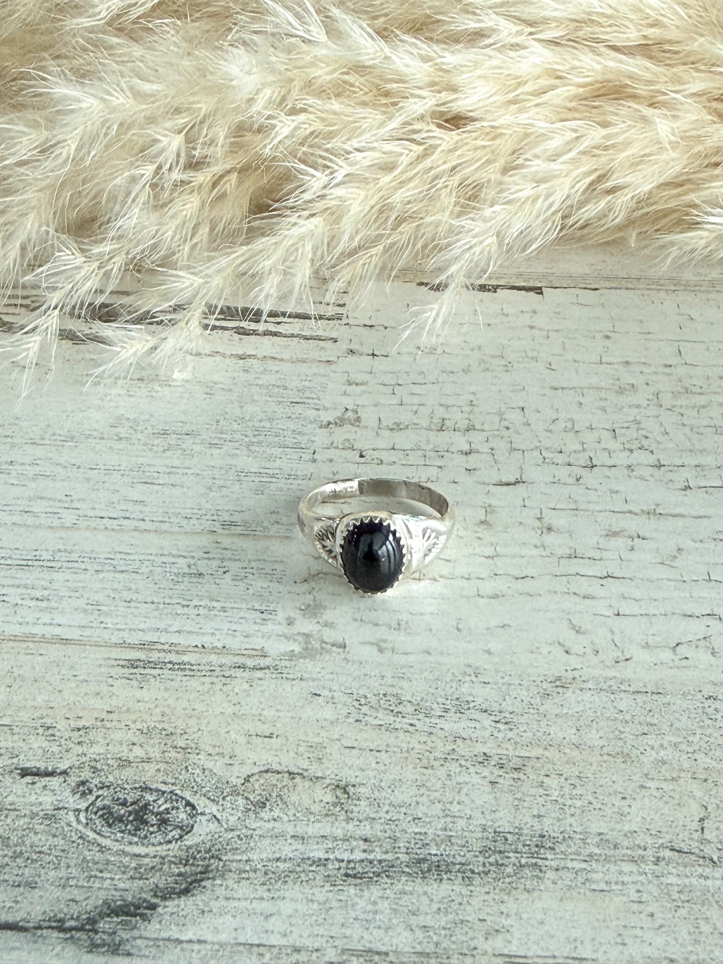 Native American Black Onyx Ring 8