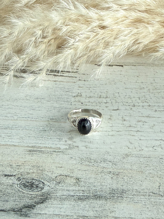 Native American Black Onyx Ring 8