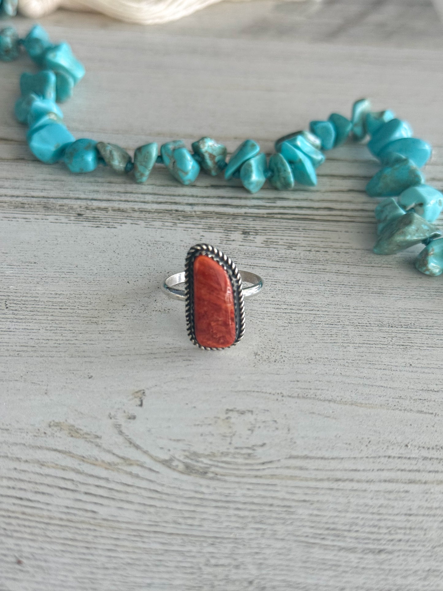 Native American Red Spiny Ring 9