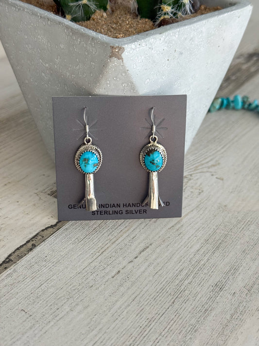 Native American Kingman Turquoise Blossom Earrings