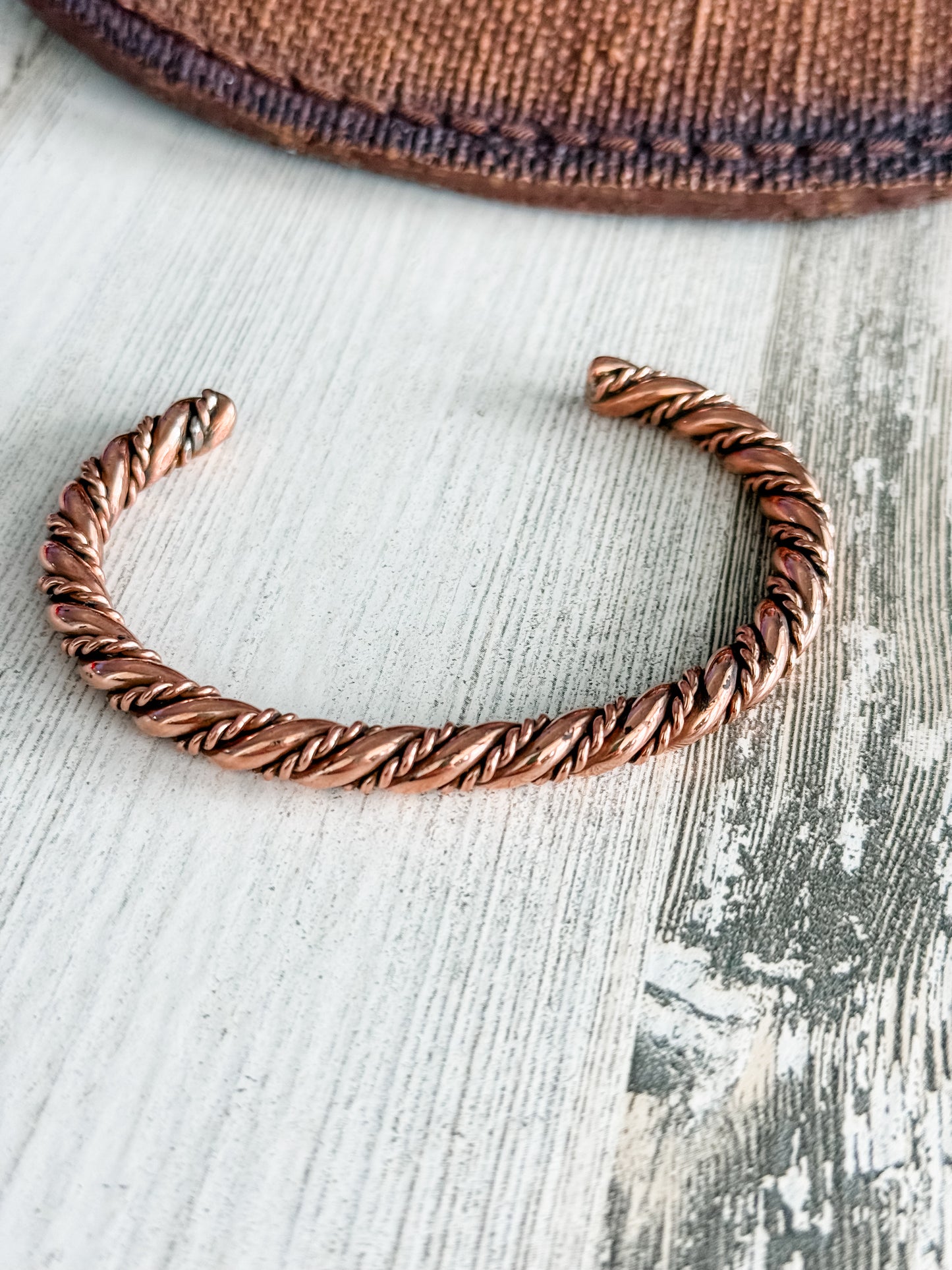 Native American Copper Twist Bracelet 7-1/8"