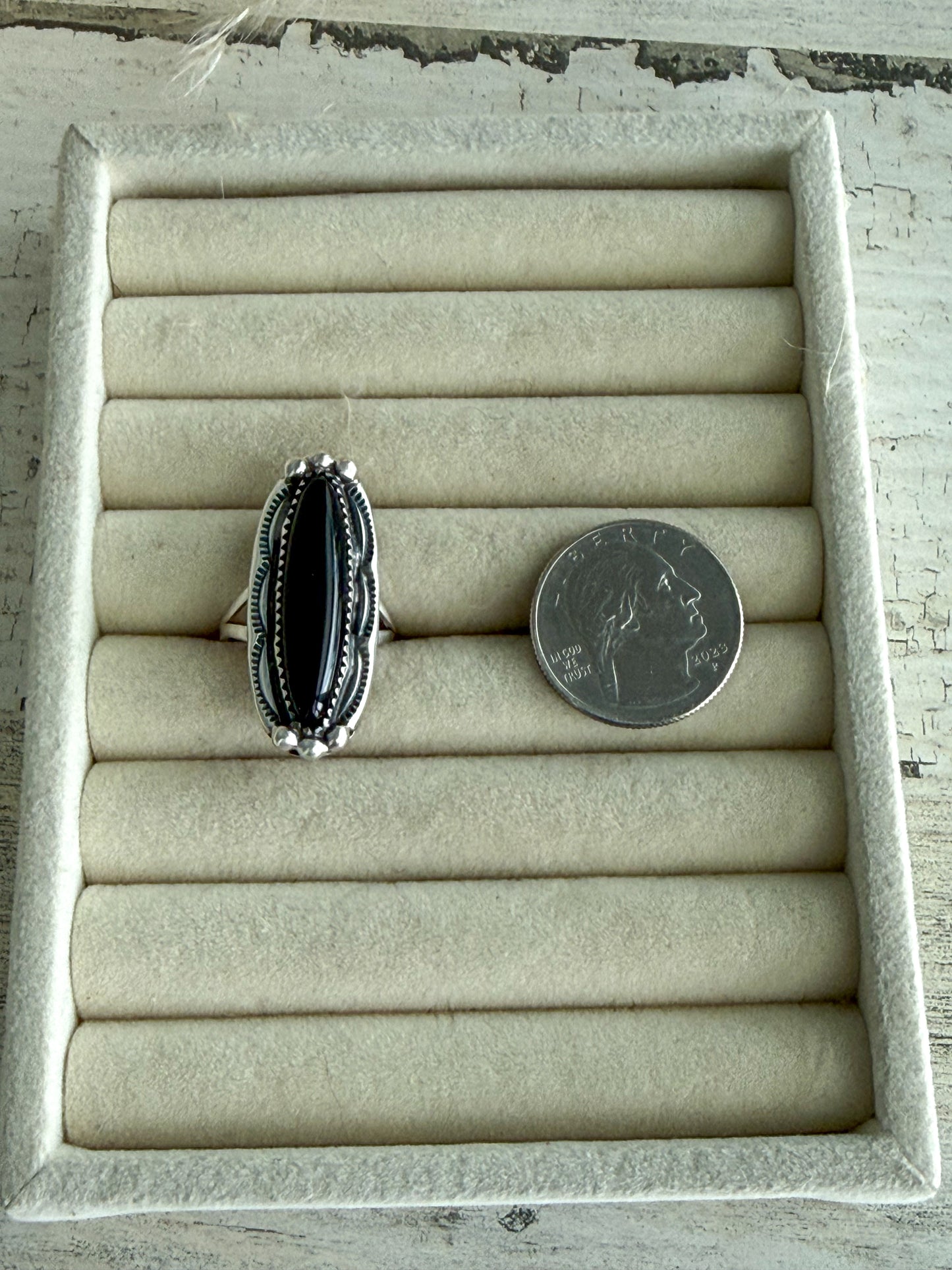 Native American Black Onyx Ring 8.5