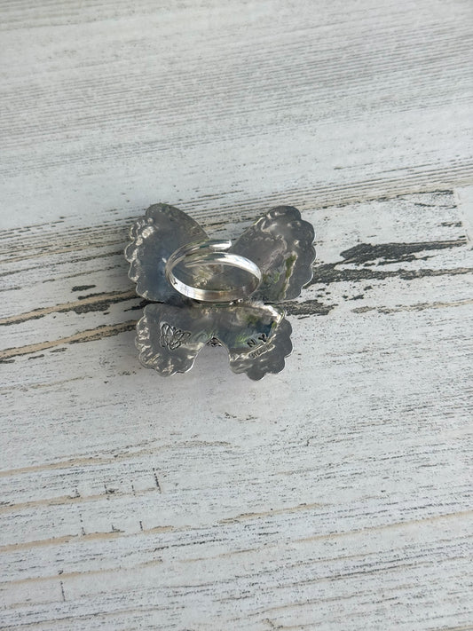 Native American Orange Spiny Butterfly Adjustable Ring