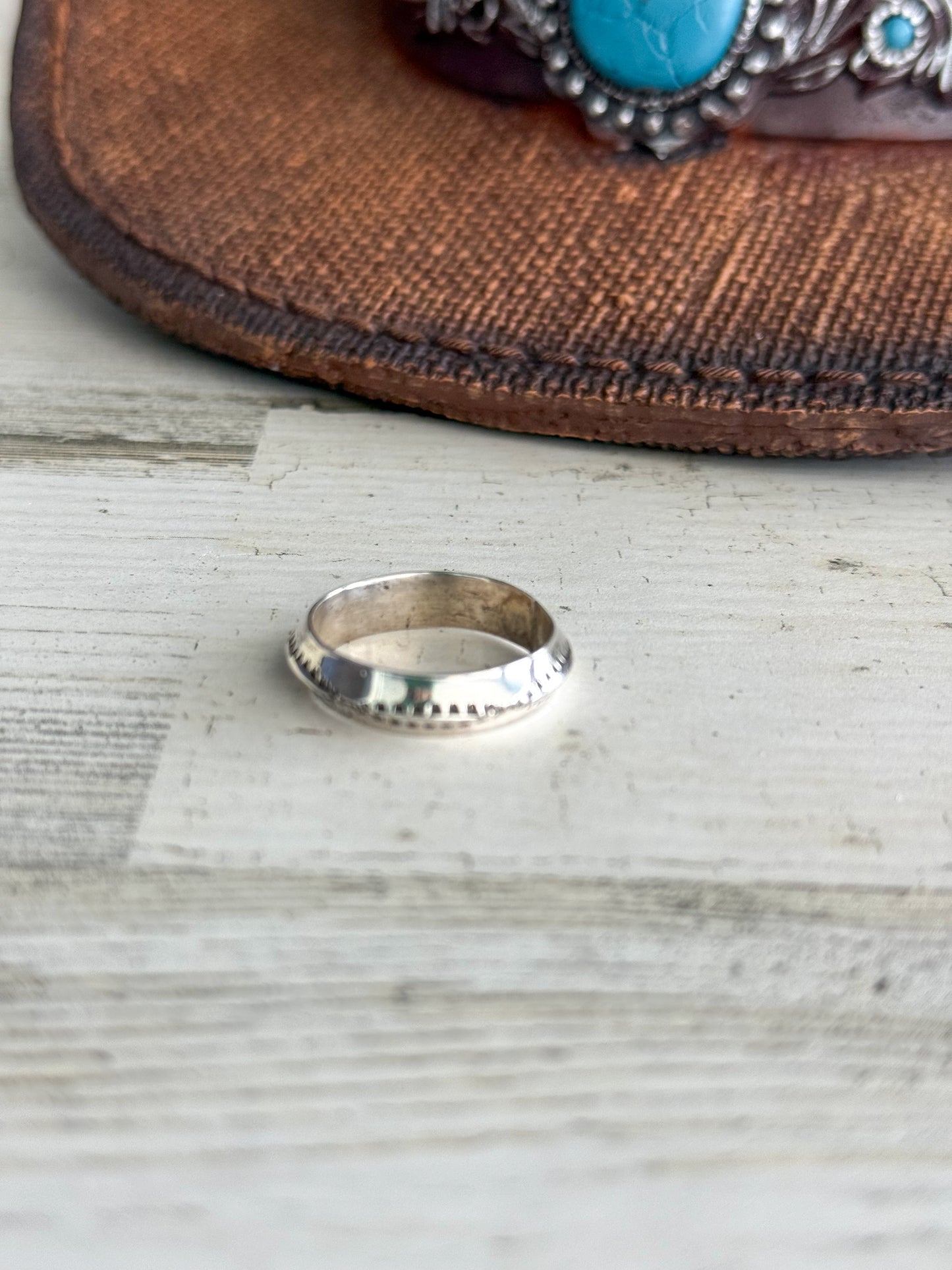Native American Sterling Stamped Ring 9.5