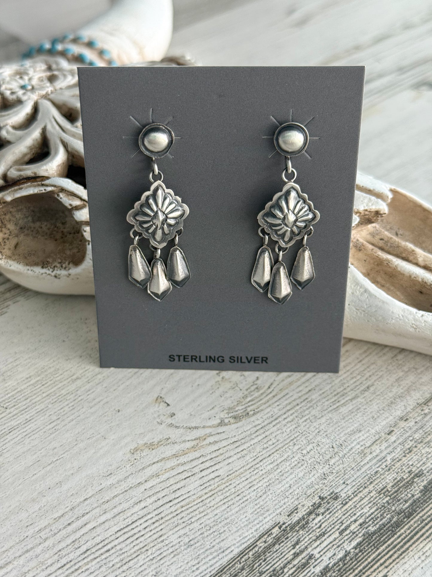 Native American Sterling Stamped Earrings