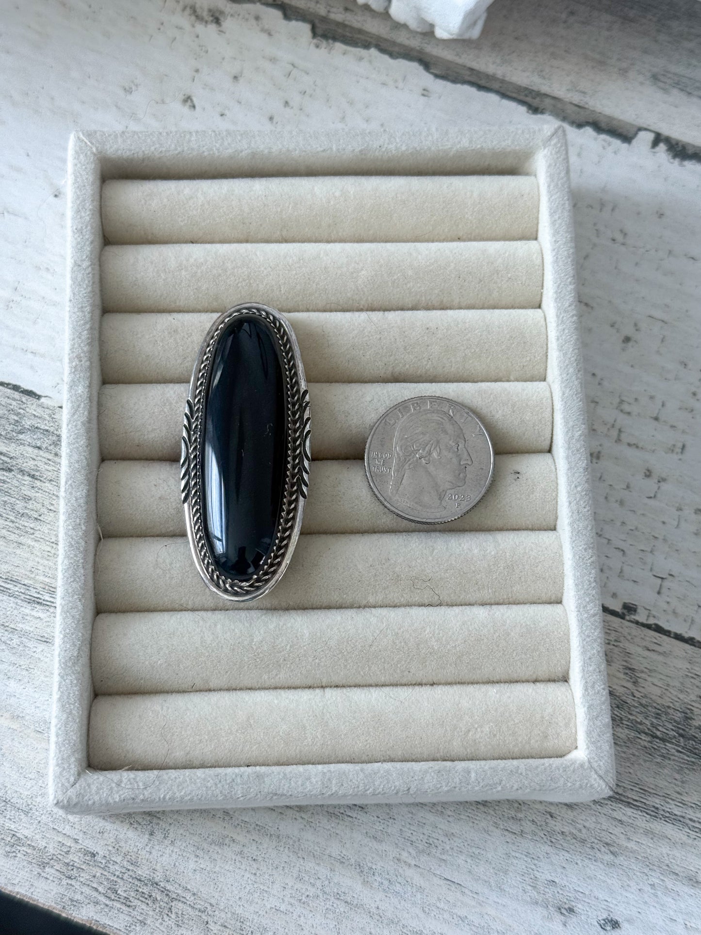 Native American Black Onyx Ring 7.5