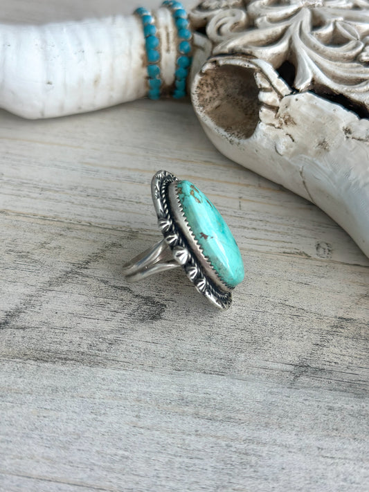 Native Made Light Green Sonoran Gold Ring Size 9.75