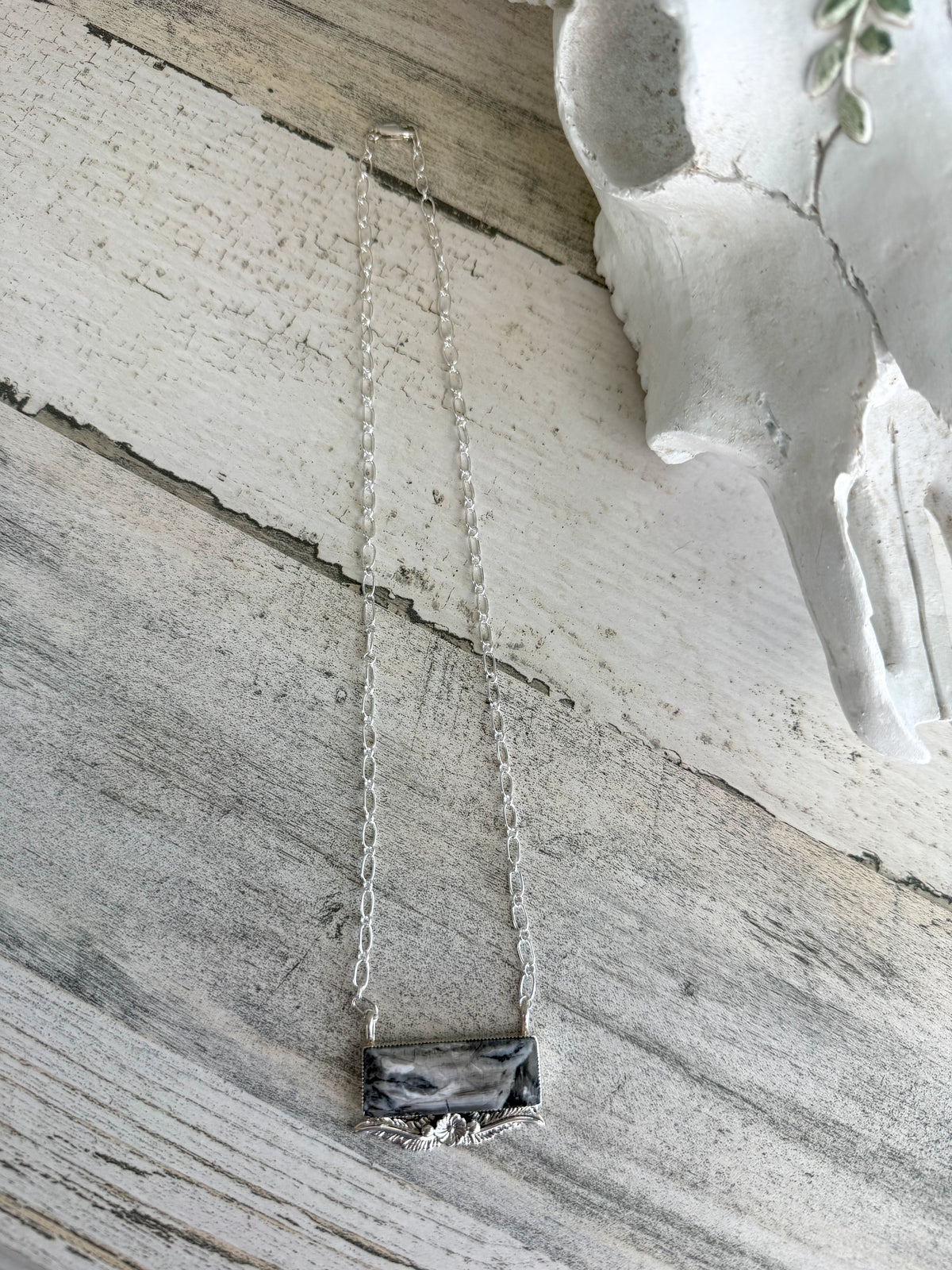 Native American White Buffalo Pendant 18" Necklace