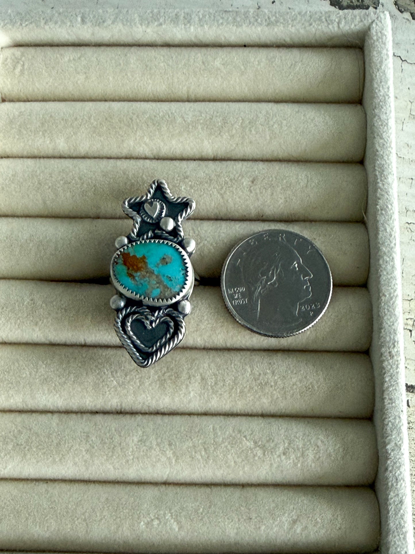 Native American Heart & Star Ring 9