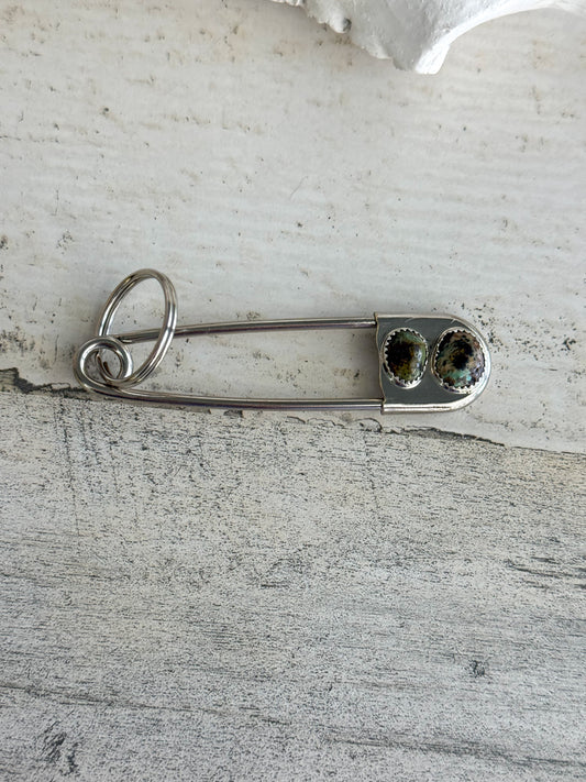 Native American Turquoise Safety Pin Keychain