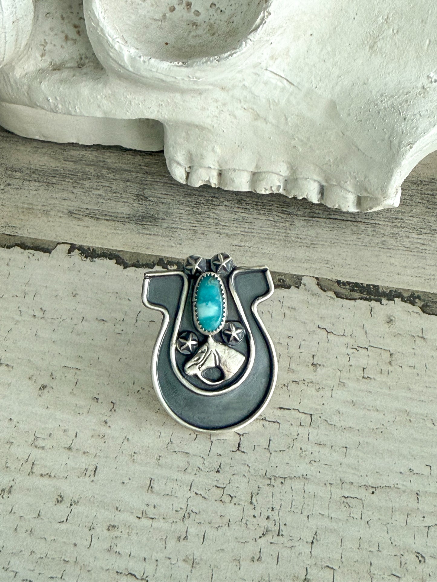 Native American Turquoise Horseshoe Ring 8.75