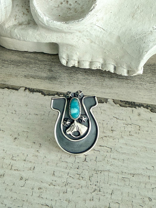 Native American Turquoise Horseshoe Ring 8.75