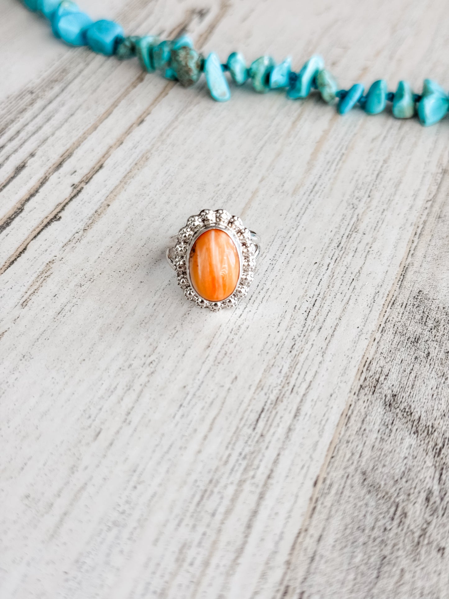 Native American Orange Spiny Ring 7