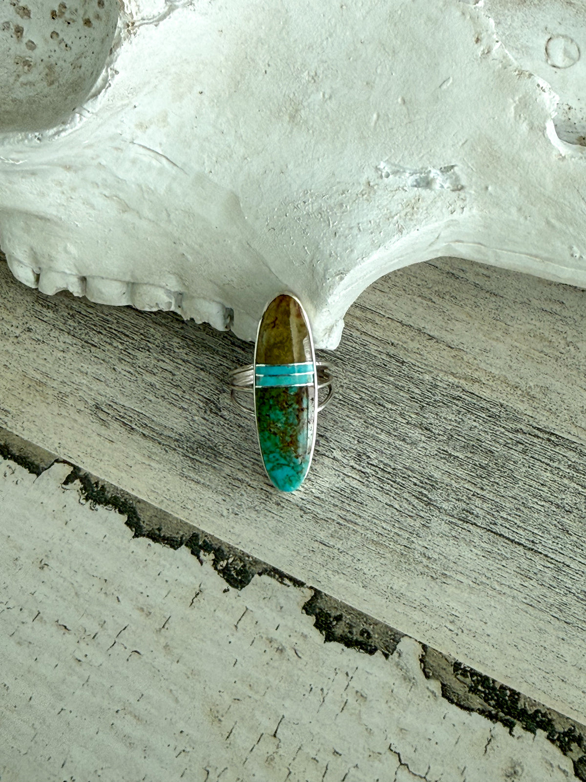 Native American #8 Turquoise Inlay Ring 6