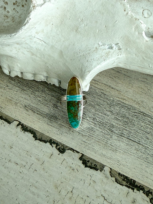 Native American #8 Turquoise Inlay Ring 6