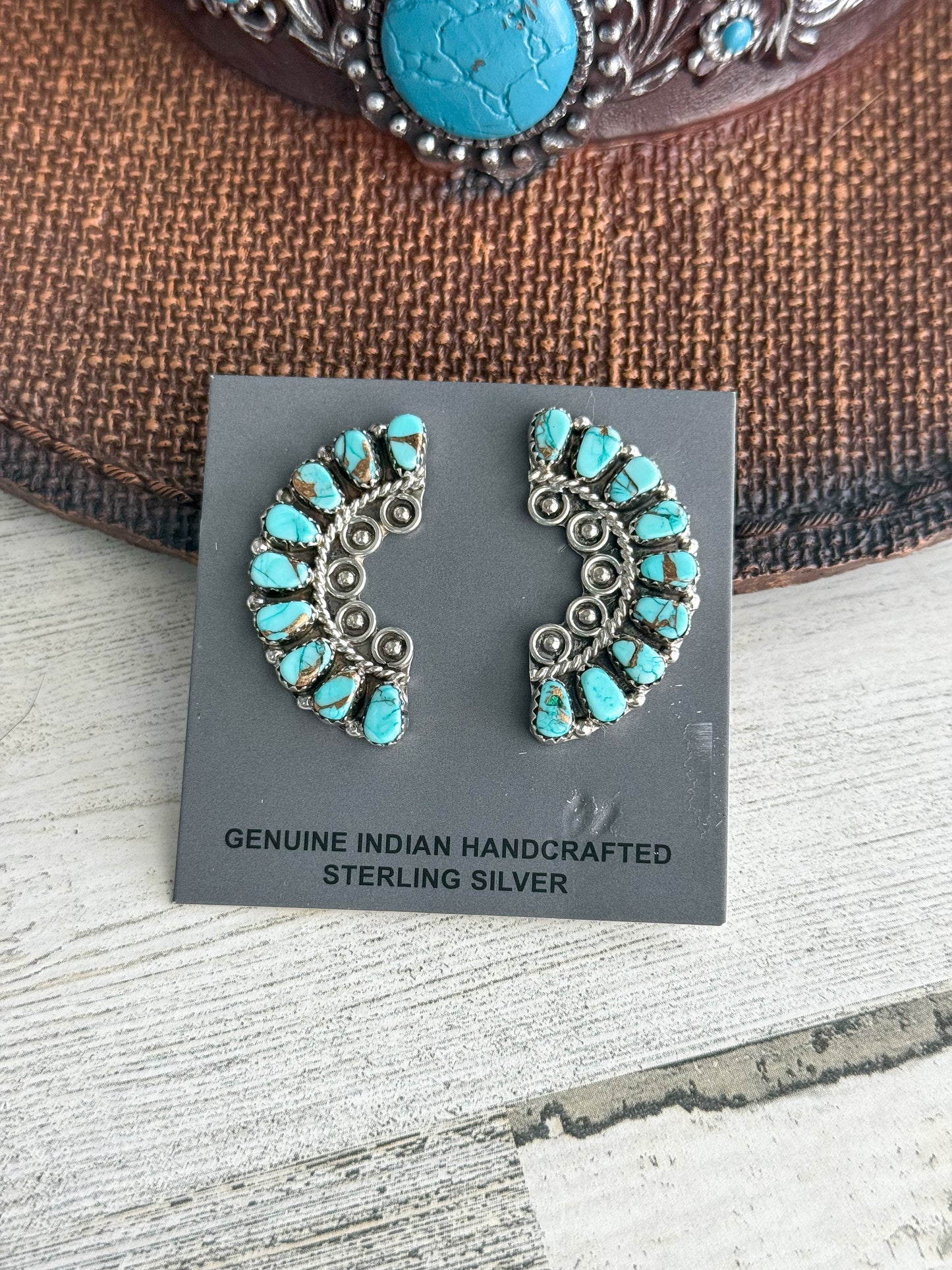 Native American Turquoise Cluster Earrings