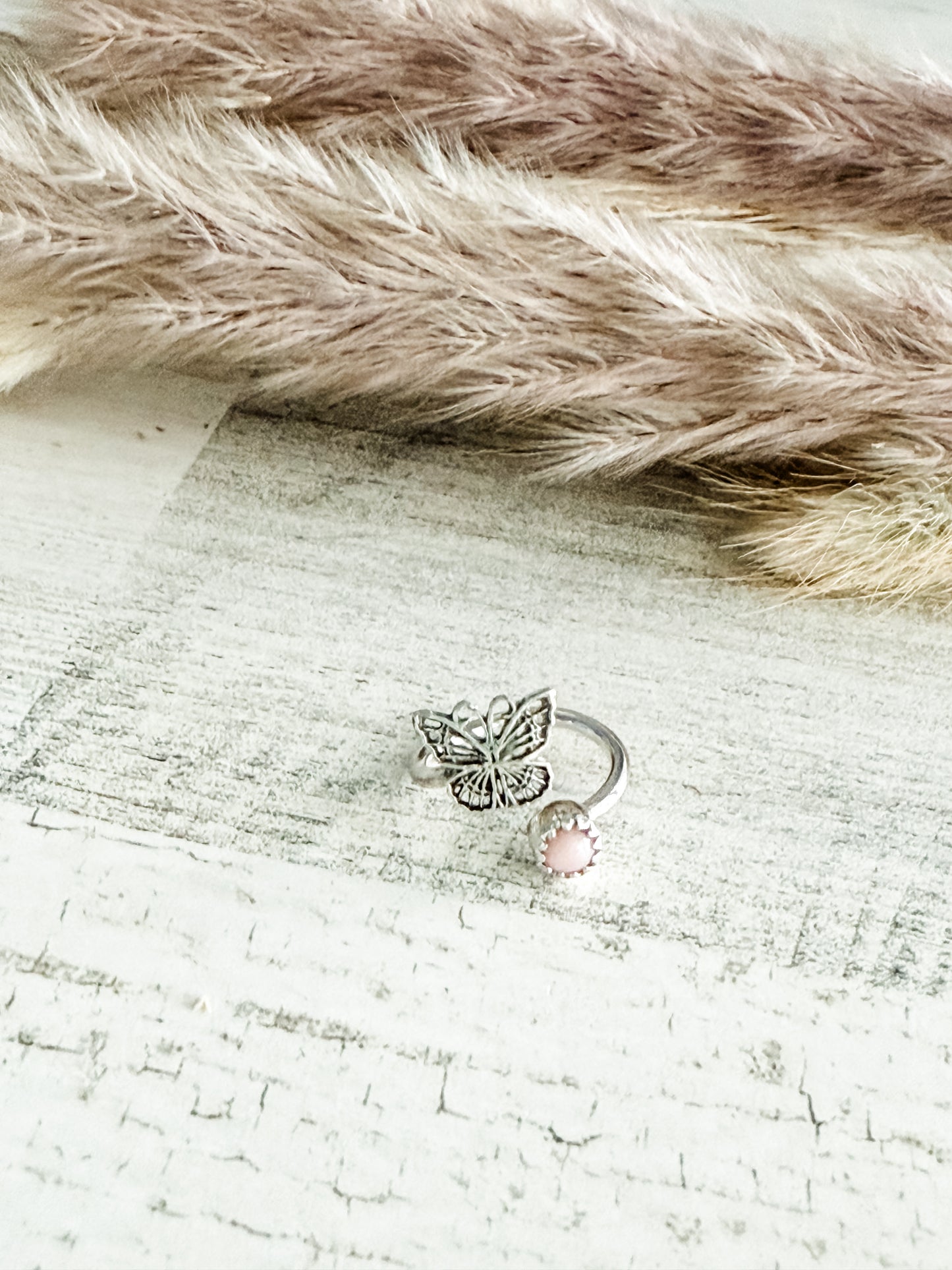 Native American Pink Conch Butterfly Adjustable Toe/Pinky Tip Ring