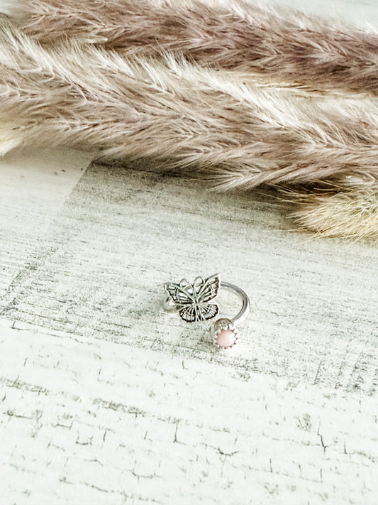 Native American Pink Conch Butterfly Adjustable Toe/Pinky Tip Ring