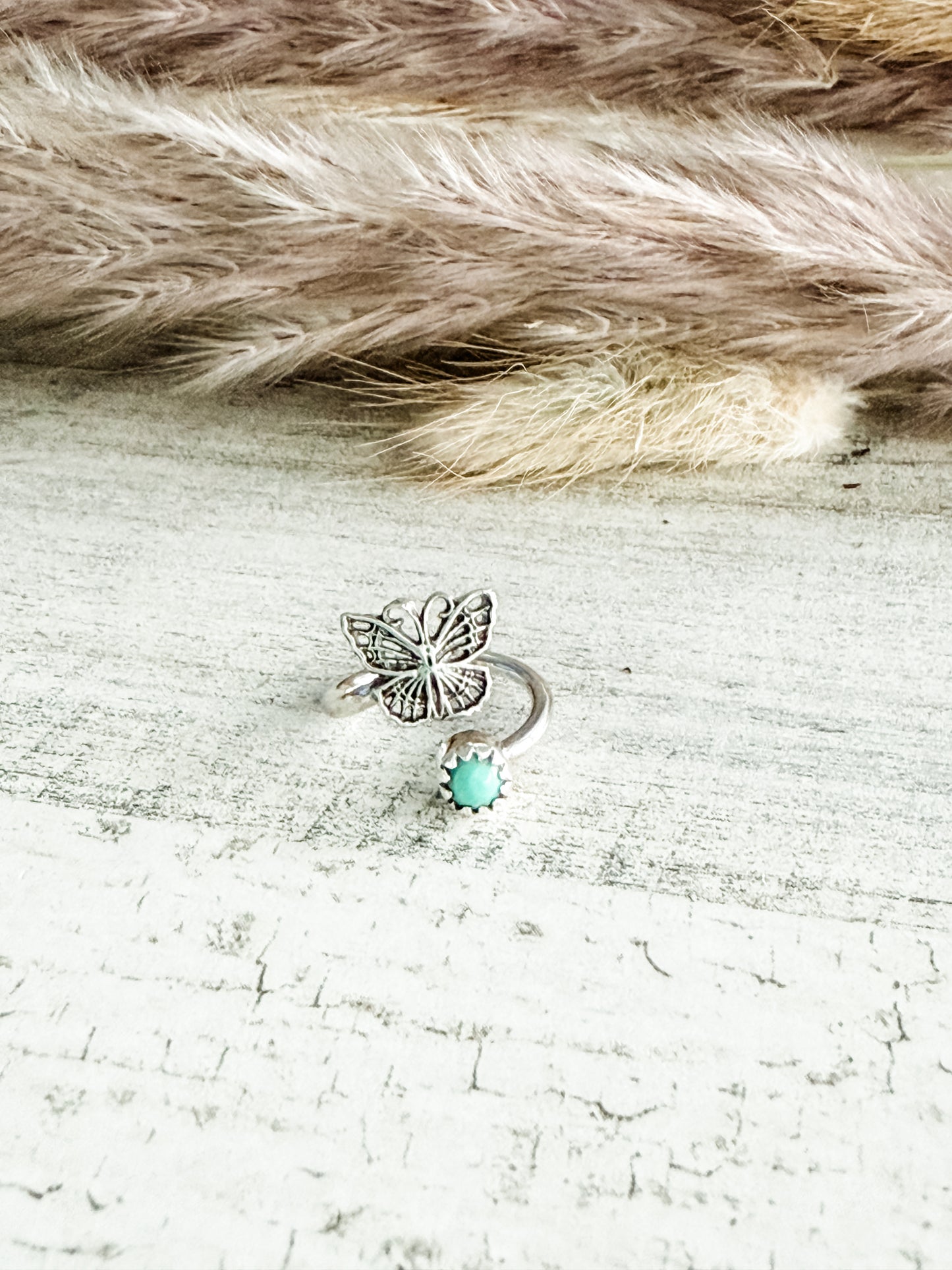 Native American Turquoise Butterfly Adjustable Toe/Pinky Tip Ring