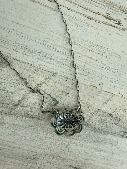 Native American Sterling Kingman Necklace 18"
