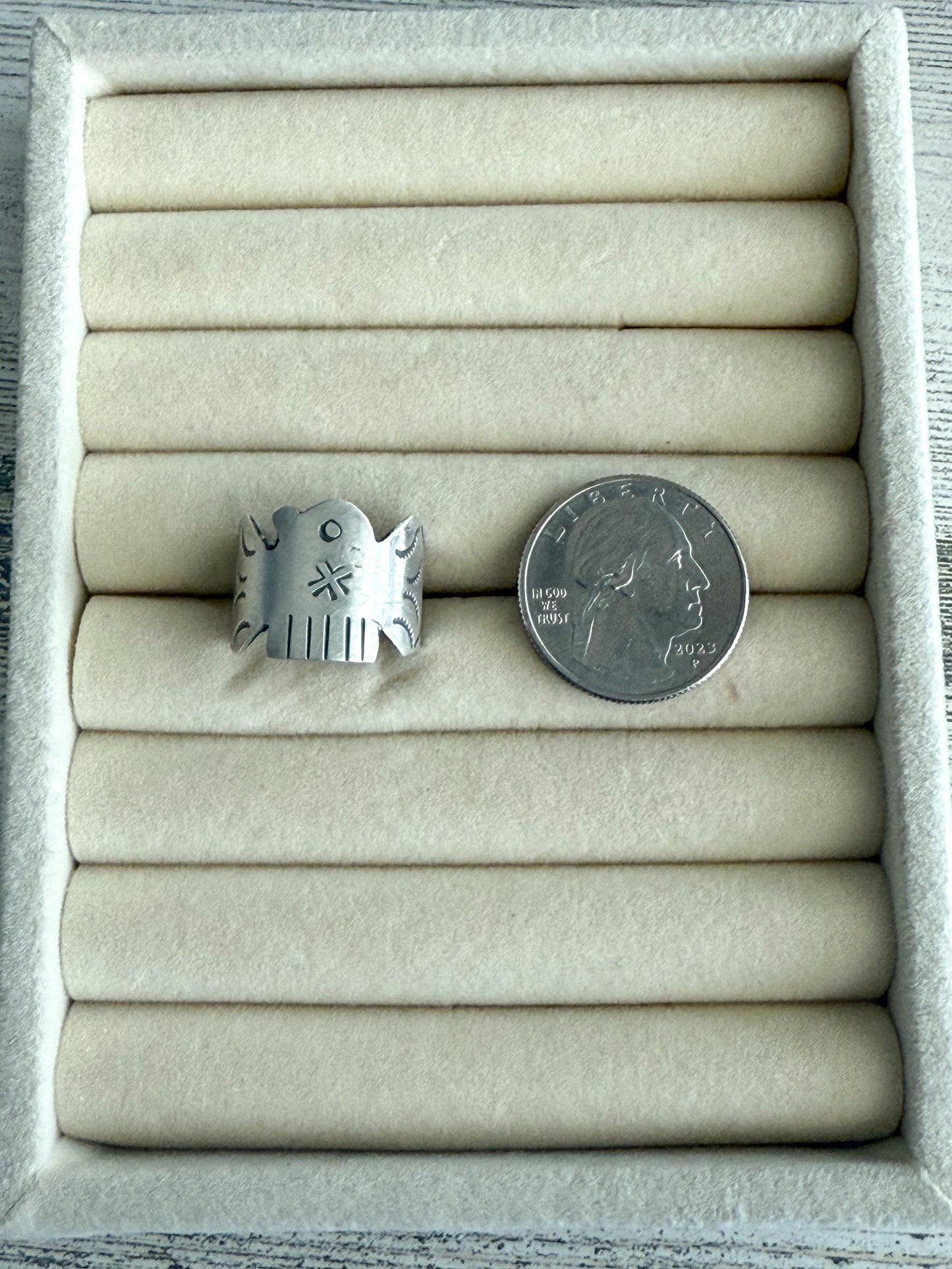 Native Made Sterling Eagle Band Size 8