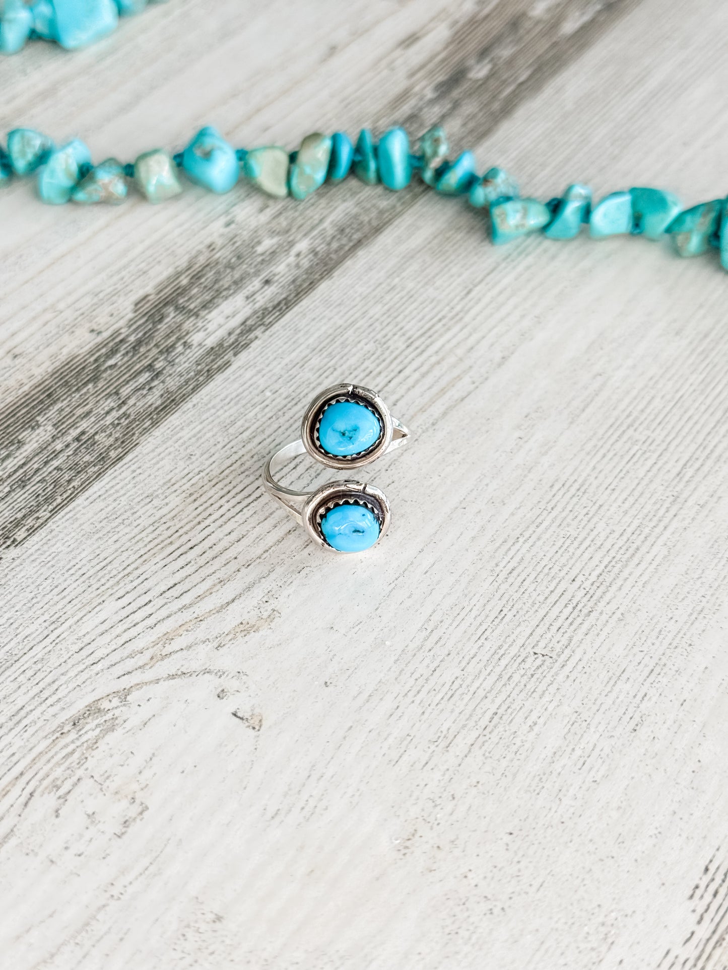 Native American 2 Kingman Stone Adjustable Ring 7