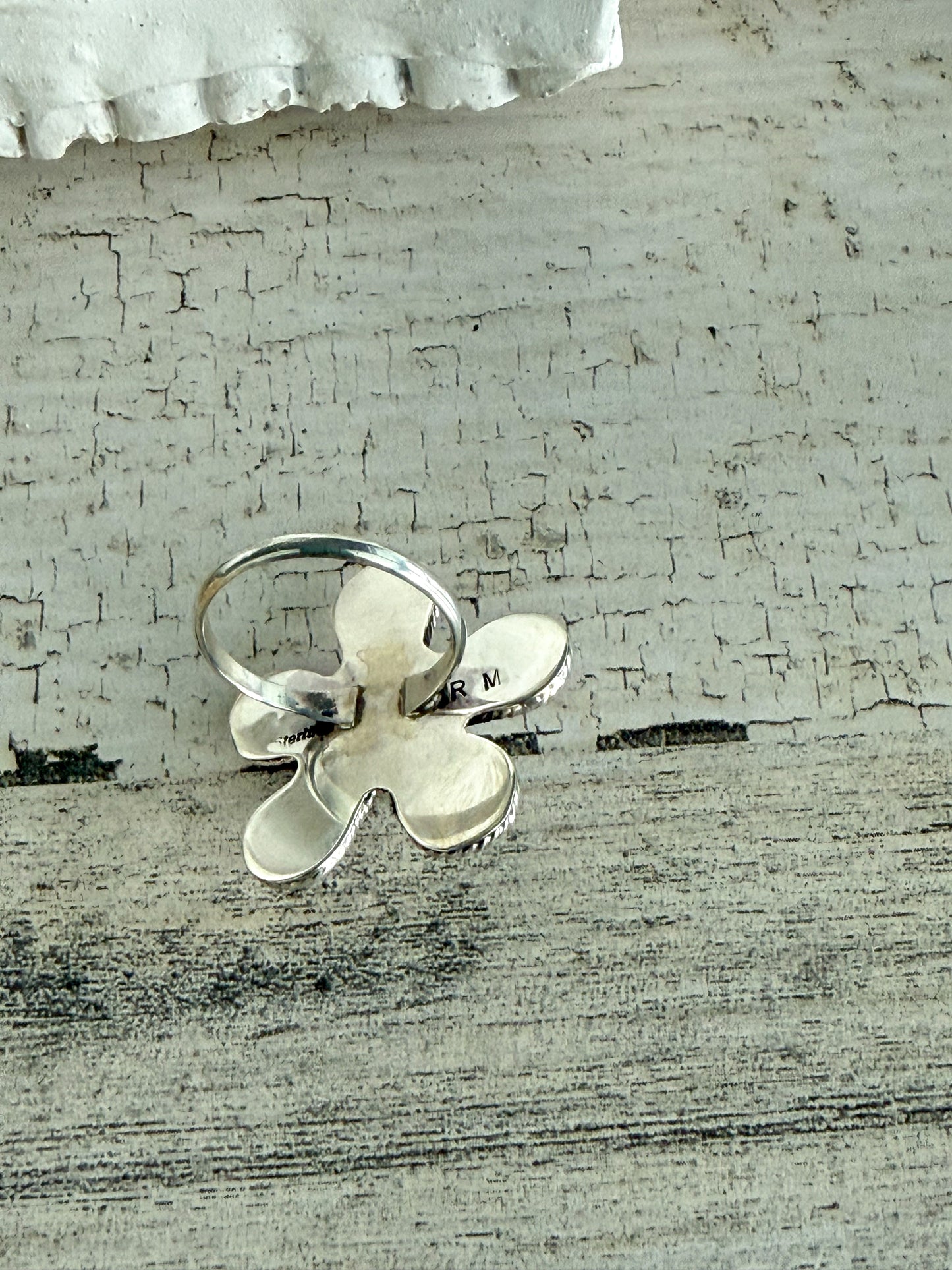Native American Flower Turquoise Ring 9.25