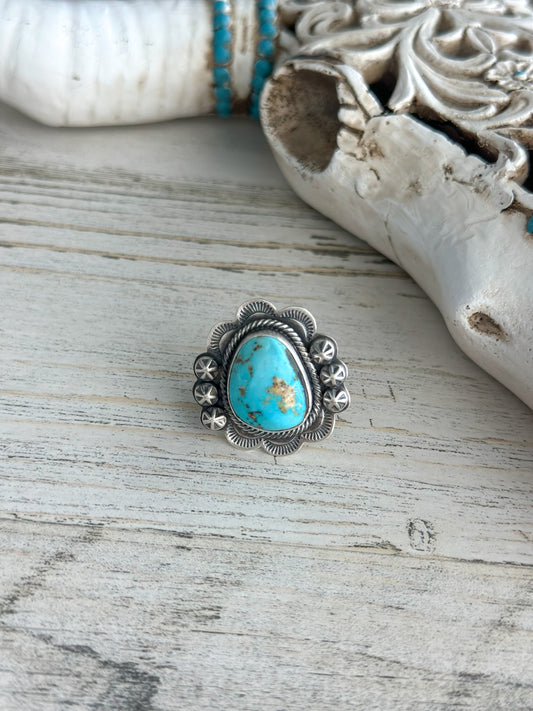 Native Made Fox Turquoise Ring Size 8.5