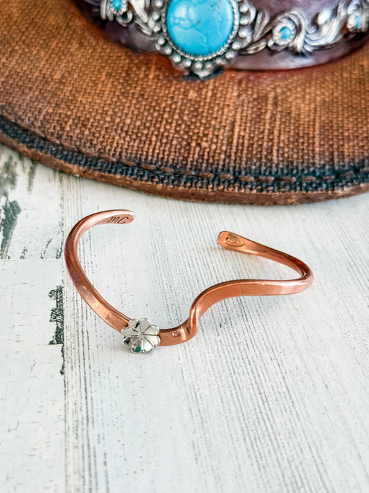 Native American Copper & Nickel Bracelet 6.5"