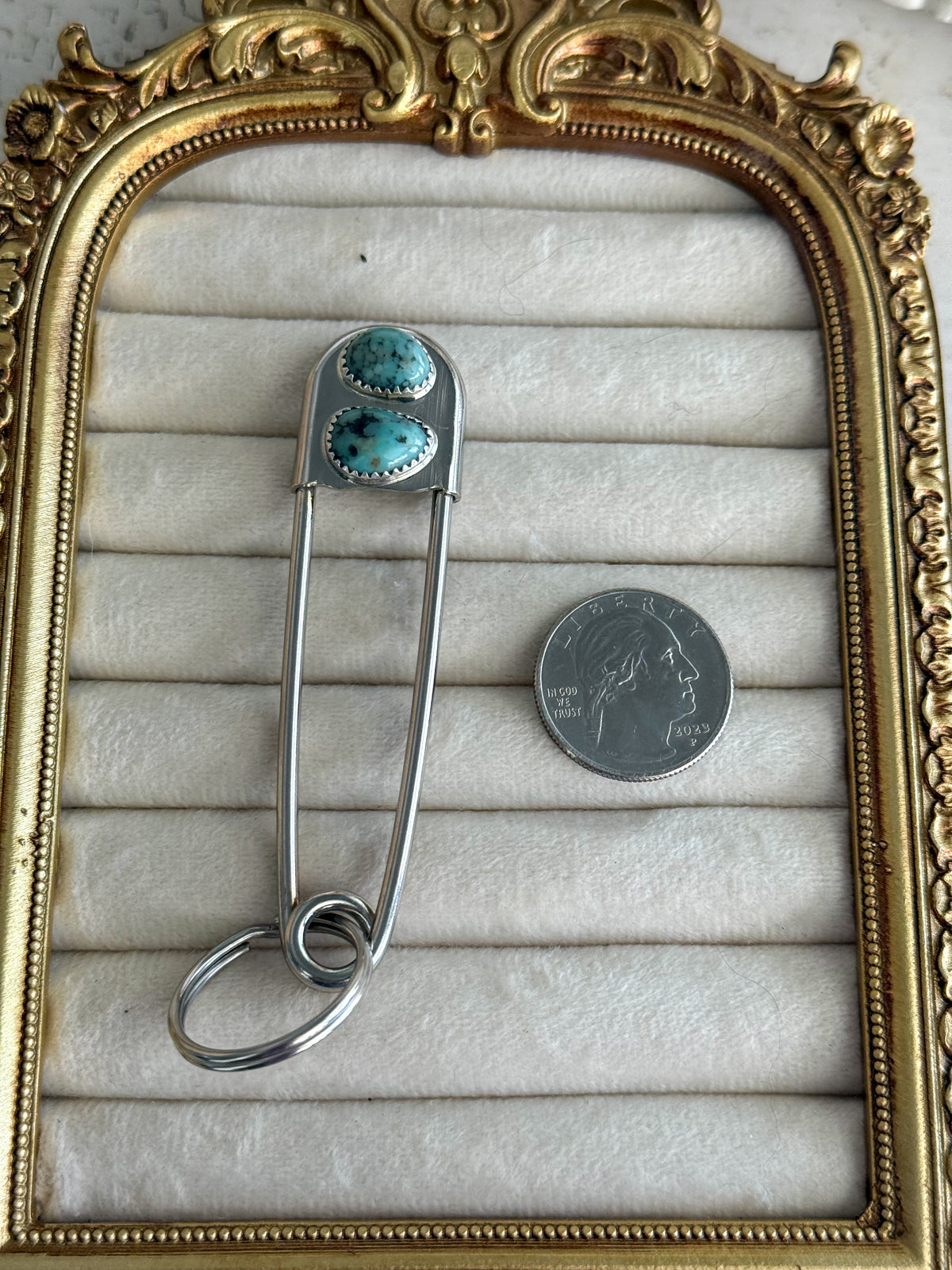 Native American Turquoise Safety Pin Keychain