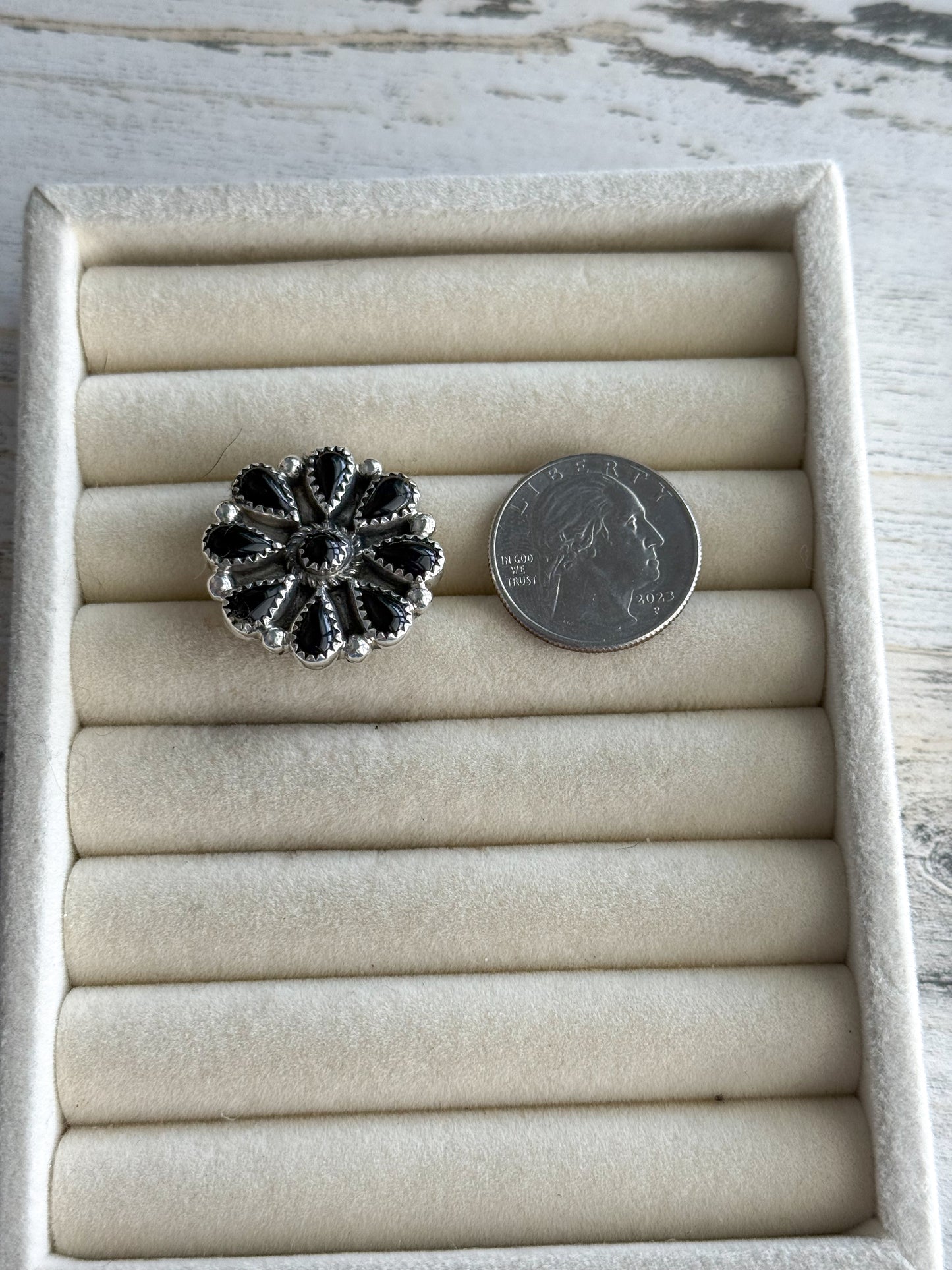 Native American Black Onyx Adjustable Ring