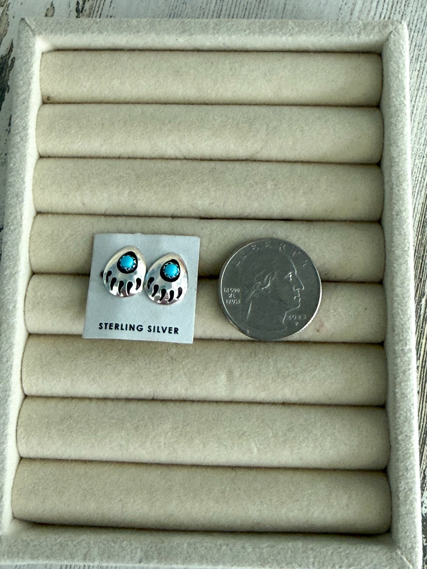 Native American Turquoise Bear Claw Studs