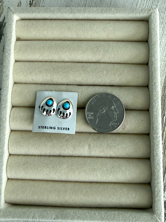Native American Turquoise Bear Claw Studs