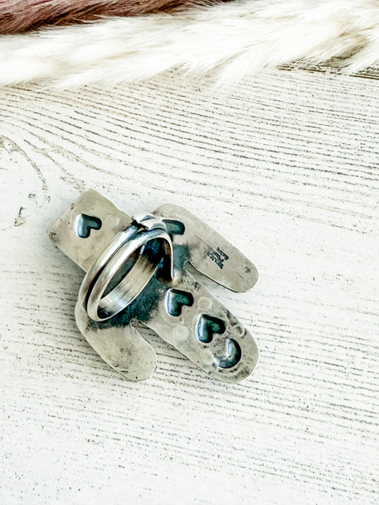 Native American Cactus & Turquoise Ring Adjustable