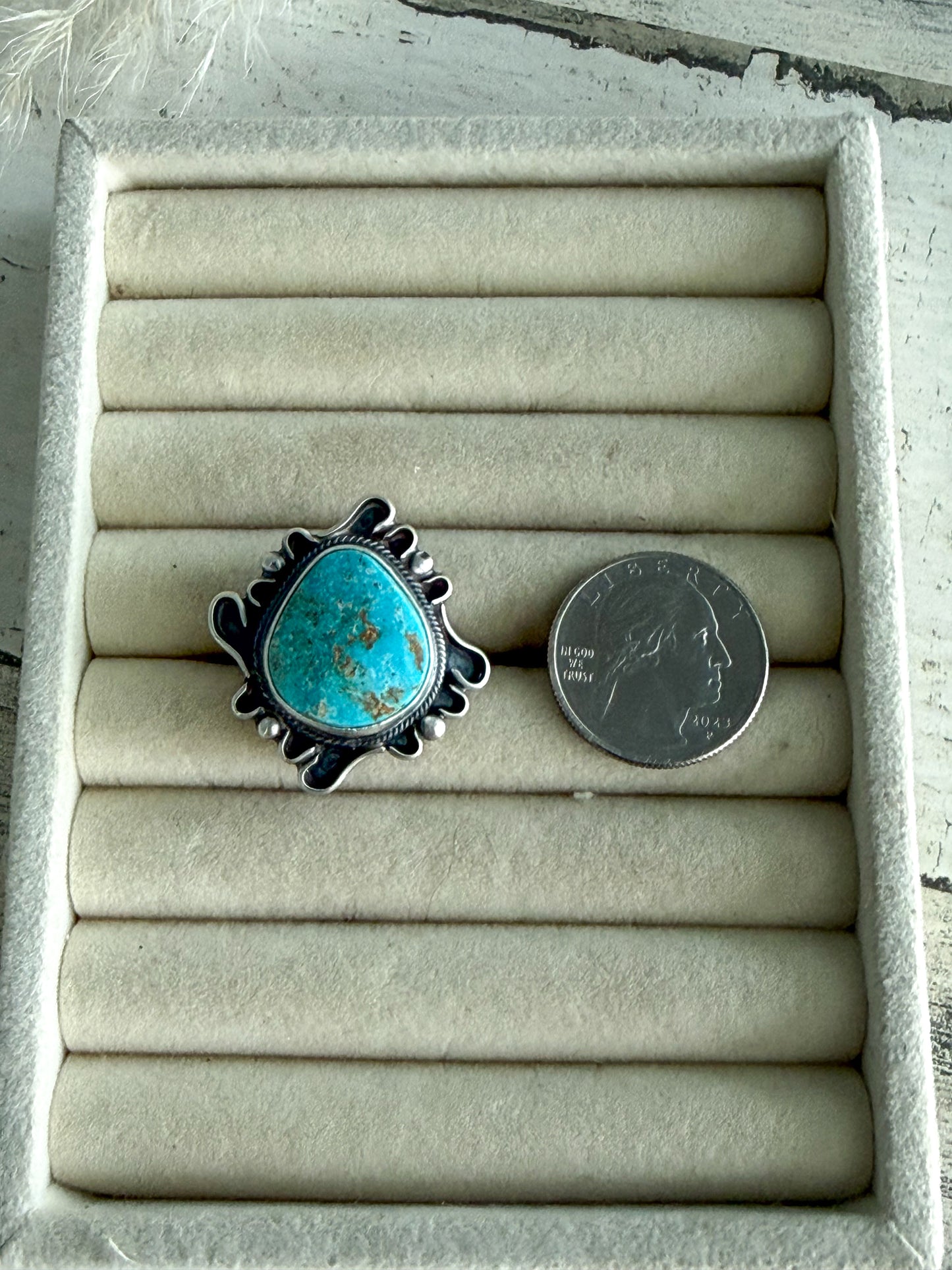 Native American Fox Turquoise Adjustable Ring
