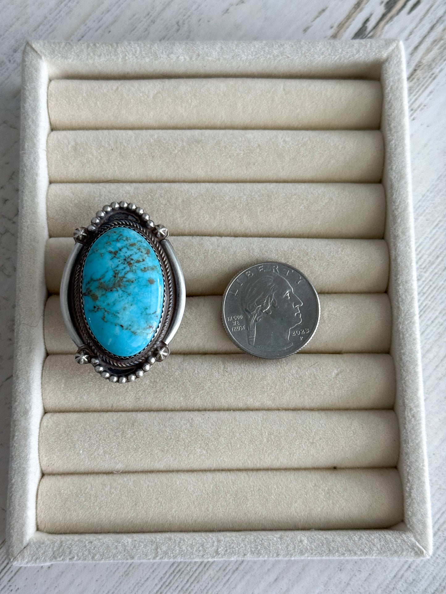 Native American Sonoran Rose Turquoise Ring 9.5