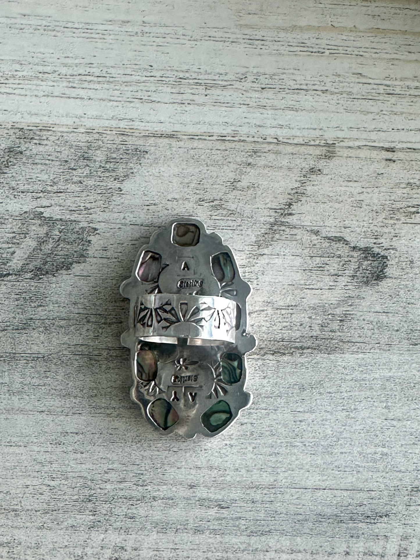Native Made Abalone & Turquoise Ring Adjustable