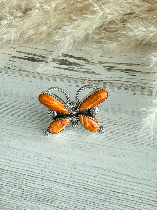 Native American Orange Spiny Butterfly Ring 9