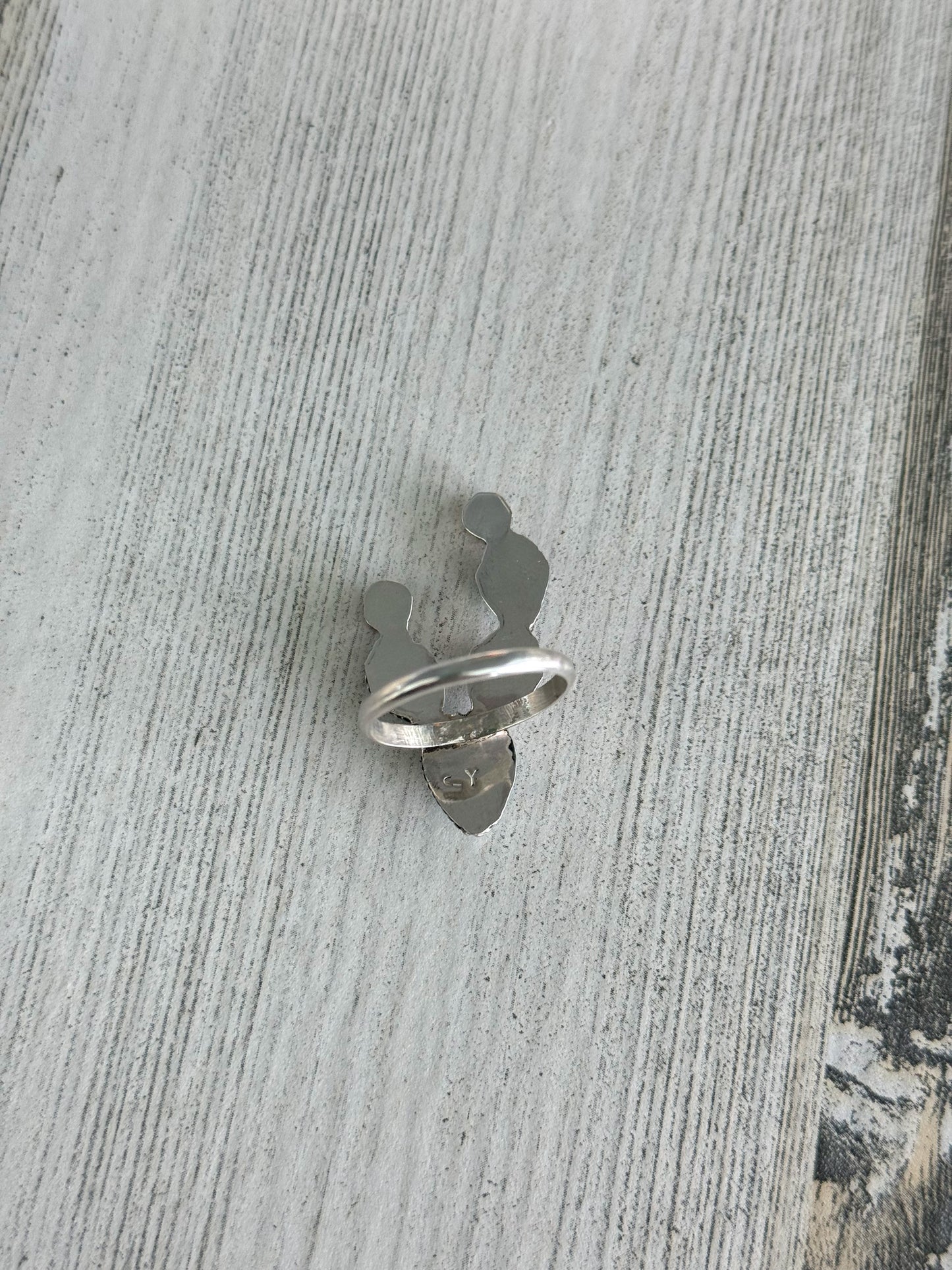 Native American Turquoise & Coral Cactus Ring 8.5