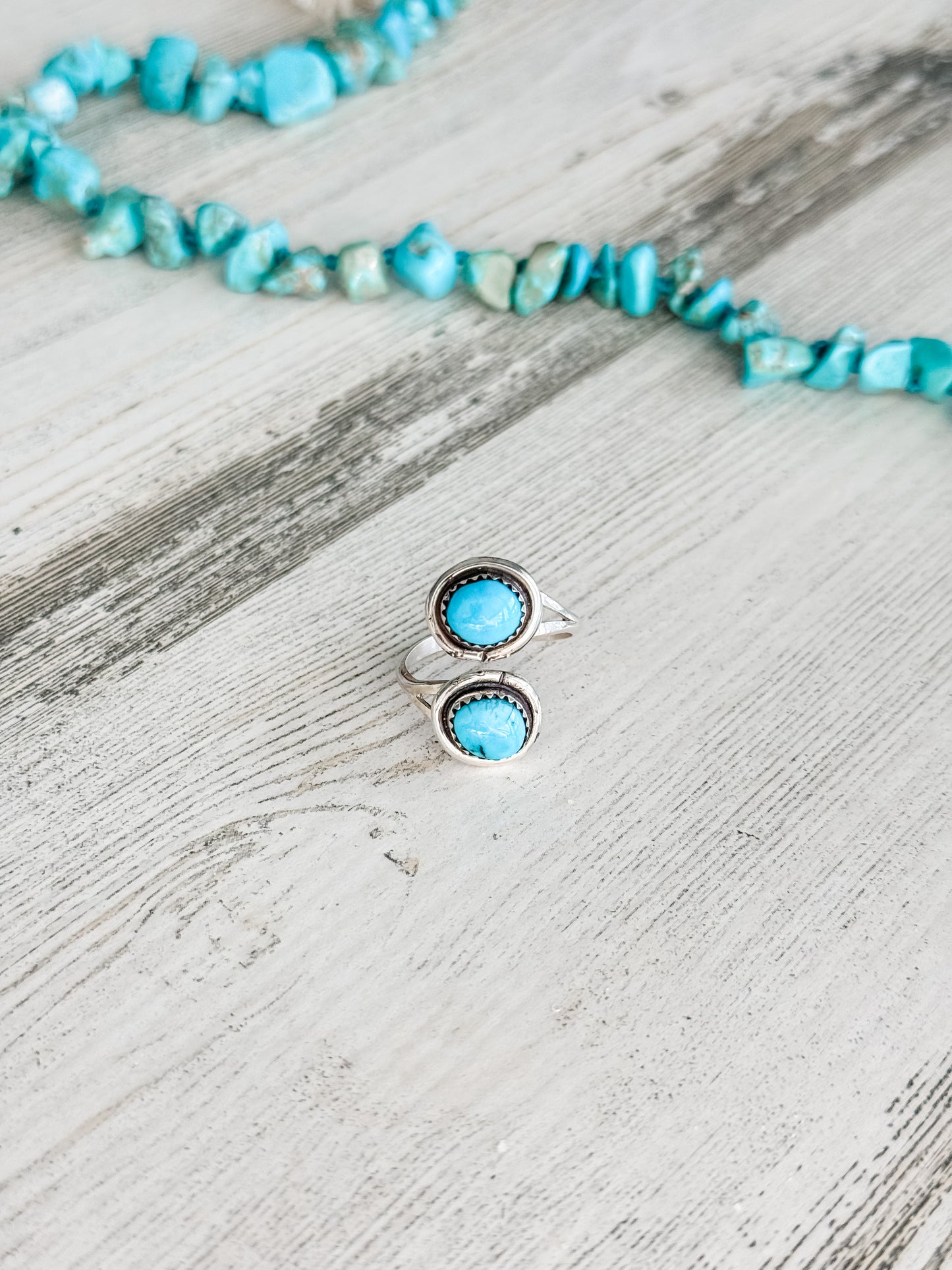 Native American 2 Kingman Stone Adjustable Ring 8