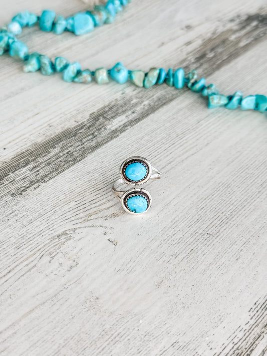 Native American 2 Kingman Stone Adjustable Ring 8