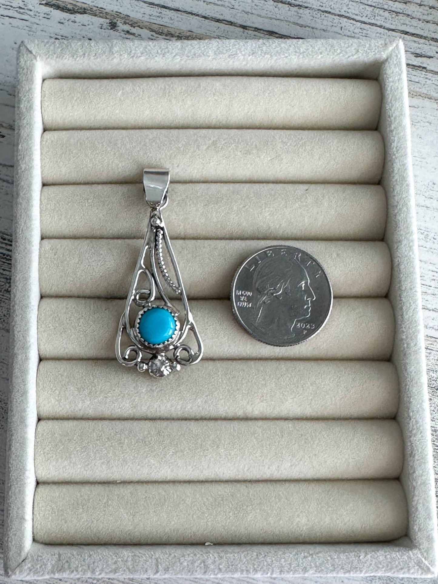 Native Made Turquoise Filigree Pendant